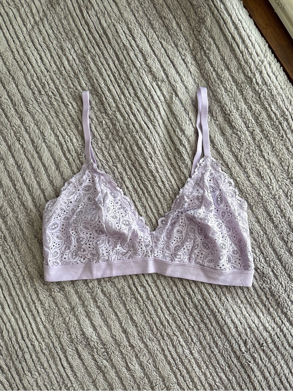 Colsie Purple Lace Bralette Size Large Floral Feminine Lingerie Bra
